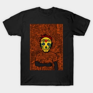 Chainlink NFT - A Link to Imagination: Male Character with Mexican Mask and Blue Eyes T-Shirt